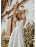Ivory Boho Lace Wedding Dress With Detachable Sleeve